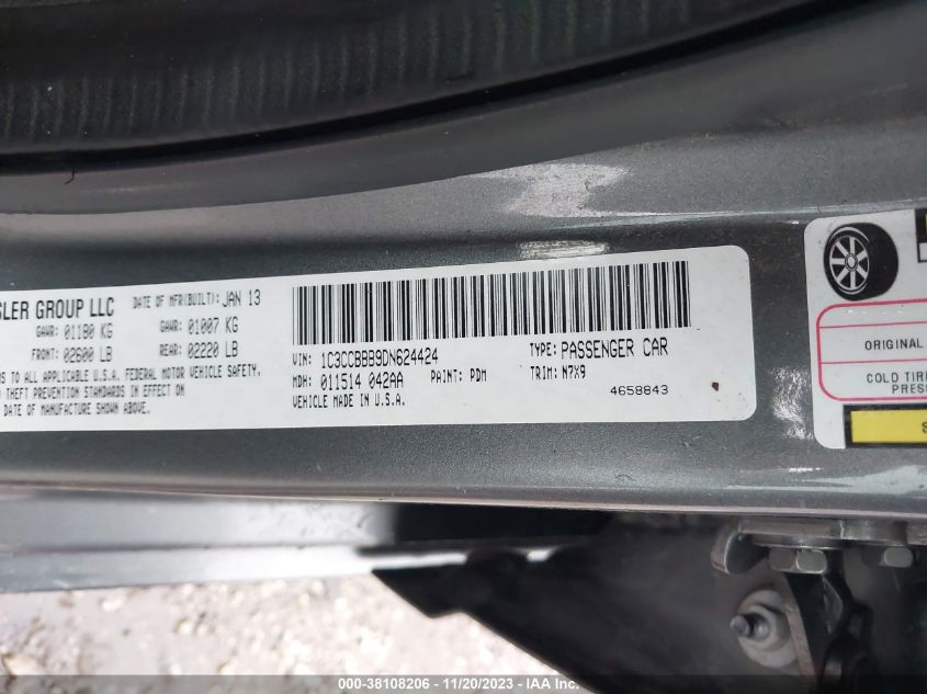 2013 CHRYSLER 200 TOURING - 1C3CCBBB9DN624424