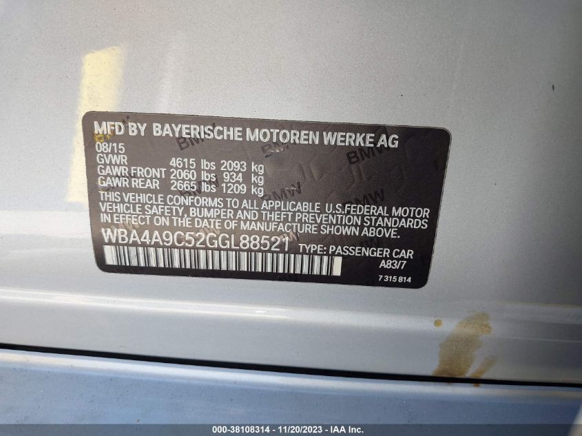 2016 BMW 428I GRAN COUPE WBA4A9C52GGL88521