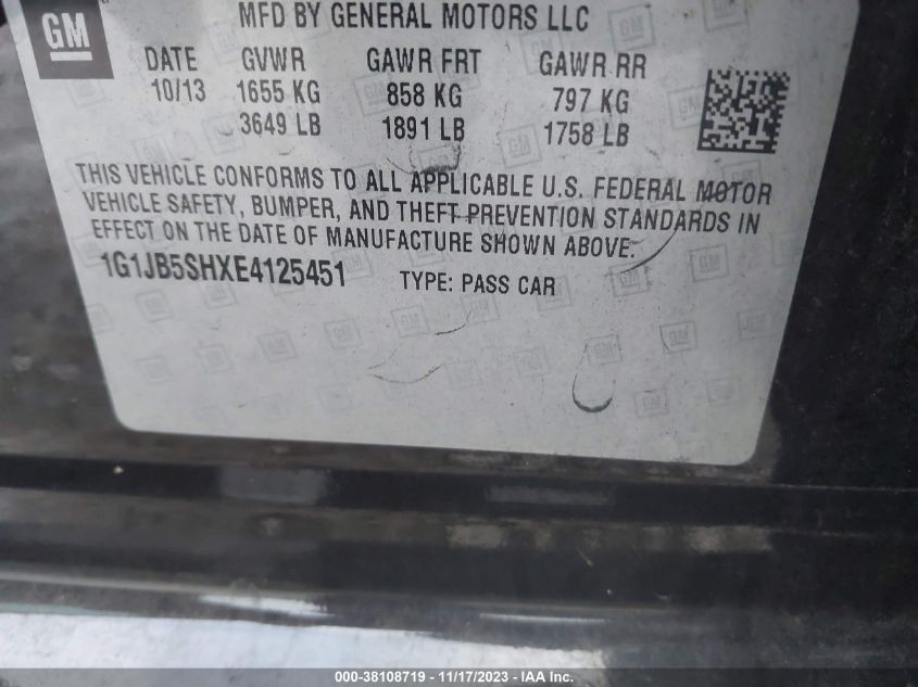 2014 CHEVROLET SONIC LS MANUAL - 1G1JB5SHXE4125451