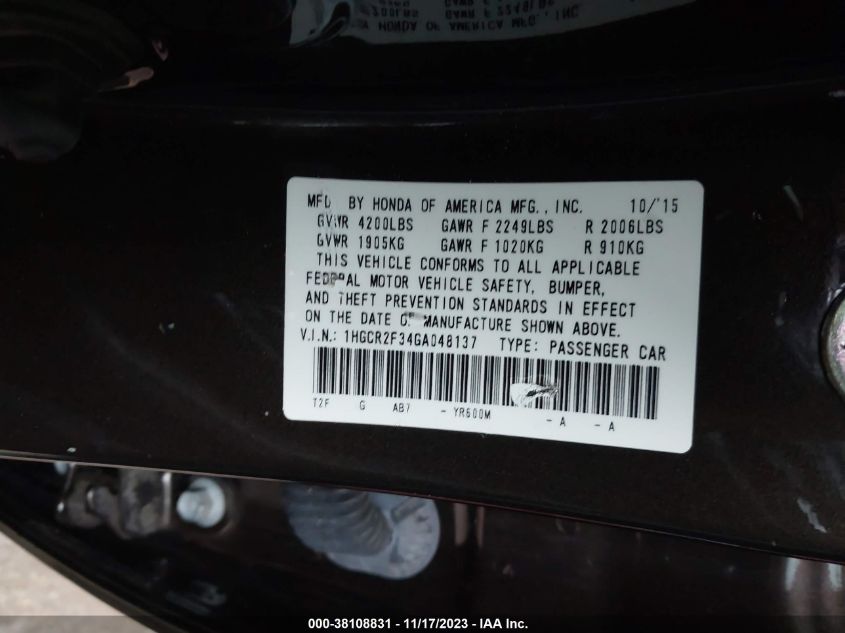 2016 HONDA ACCORD LX - 1HGCR2F34GA048137
