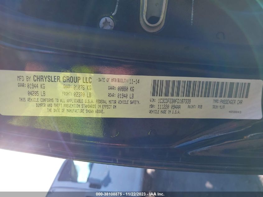 2015 DODGE DART GT - 1C3CDFEB0FD187339