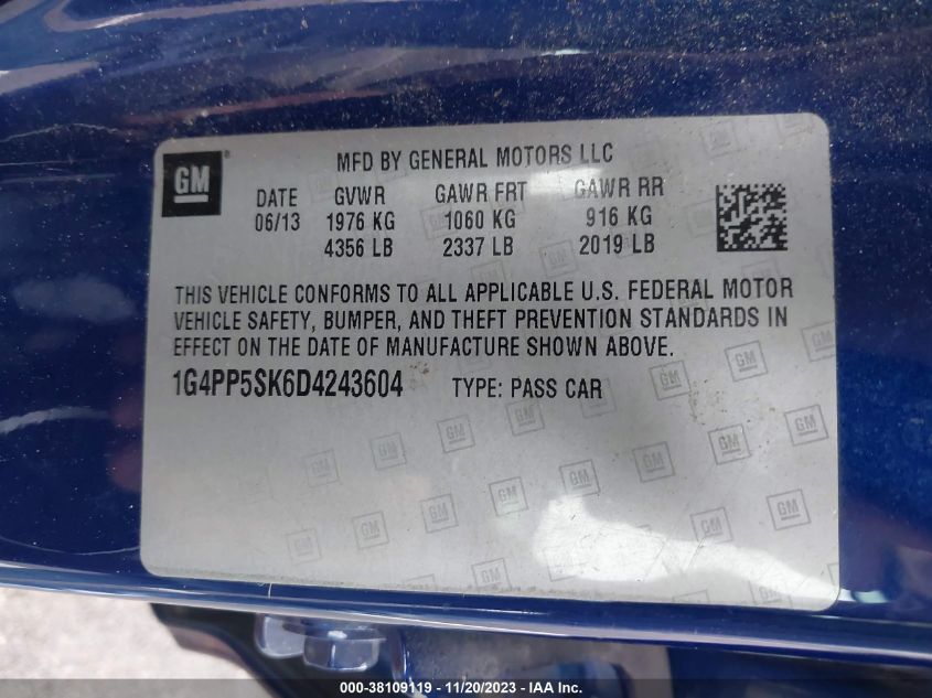 2013 BUICK VERANO - 1G4PP5SK6D4243604