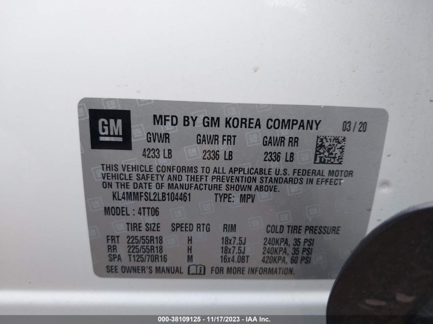 2020 BUICK ENCORE GX ESSENCE - KL4MMFSL2LB104461