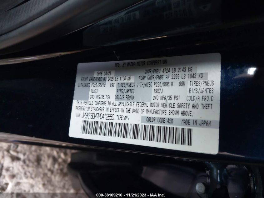2021 MAZDA CX-5 GRAND TOURING - JM3KFBDM7M0412560