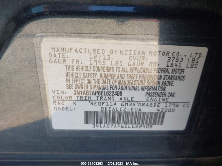 2014 NISSAN SENTRA S - 3N1AB7AP6EL622408