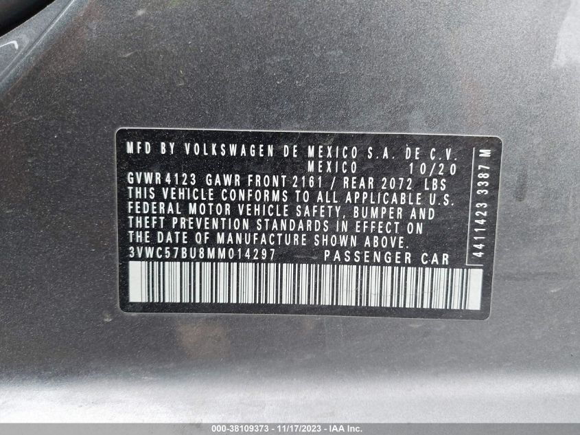 2021 VOLKSWAGEN JETTA S/SE/R-LINE - 3VWC57BU8MM014297