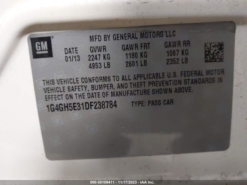 2013 BUICK LACROSSE PREMIUM - 1G4GH5E31DF238784