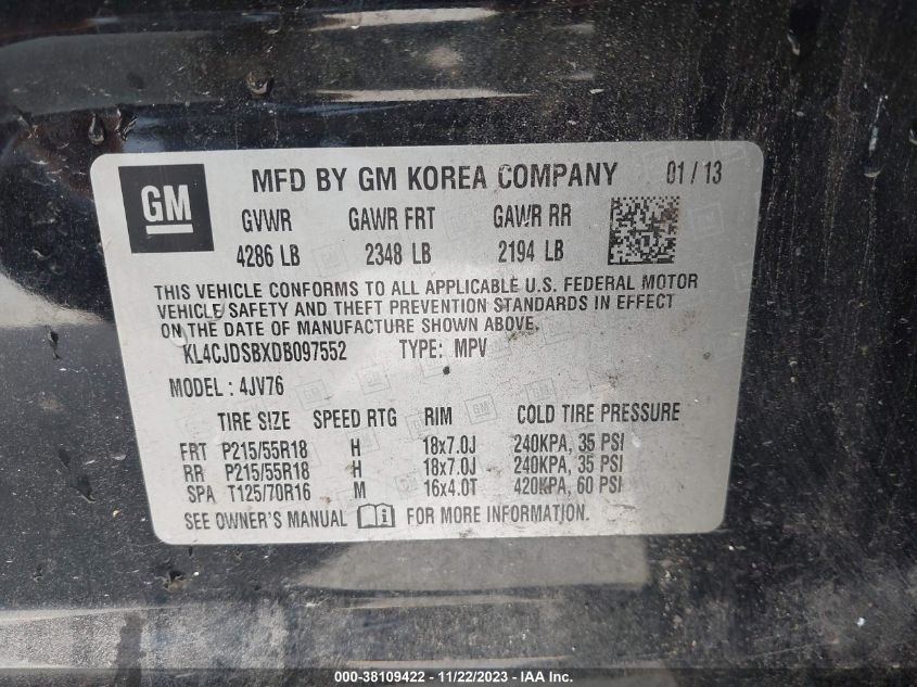 2013 BUICK ENCORE PREMIUM - KL4CJDSBXDB097552