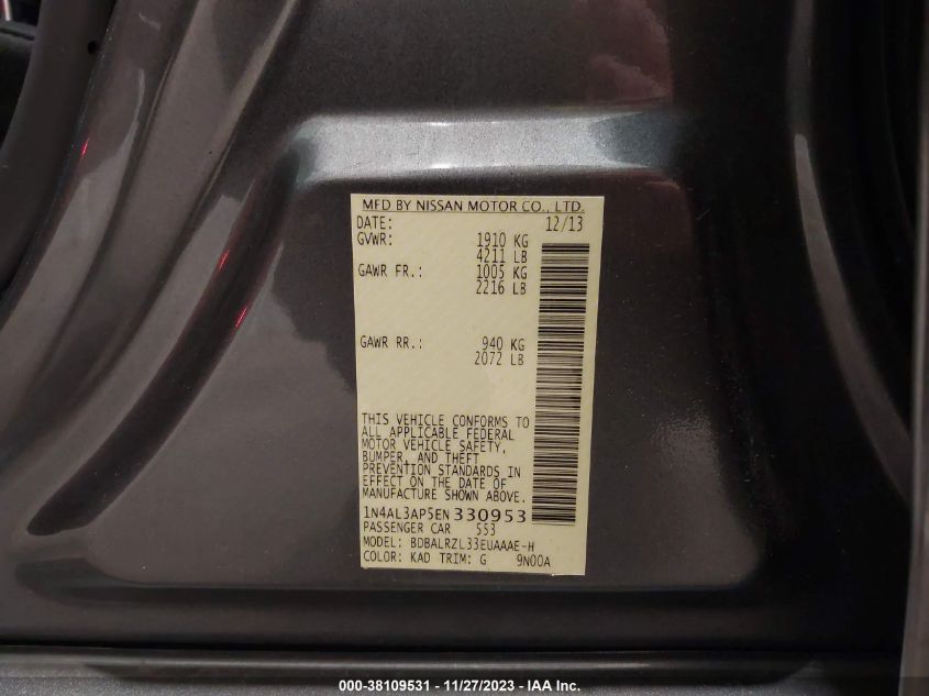 2014 NISSAN ALTIMA 2.5 S - 1N4AL3AP5EN330953