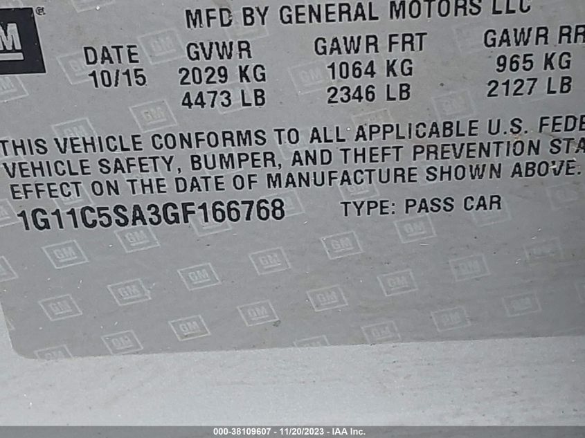 2016 CHEVROLET MALIBU LIMITED LT - 1G11C5SA3GF166768