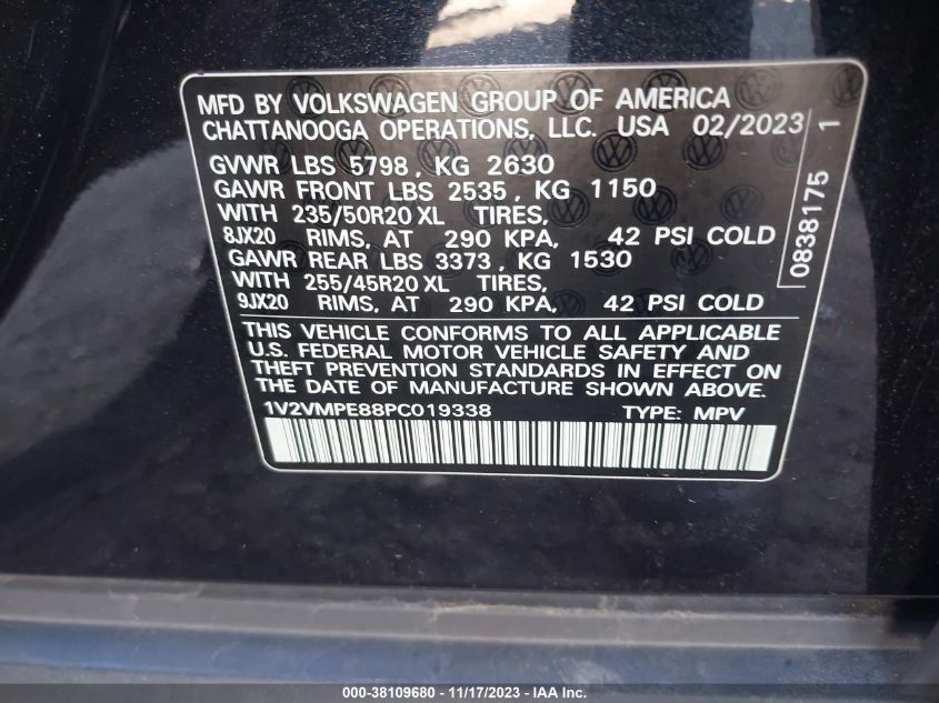 2023 VOLKSWAGEN ID.4 PRO/PRO S 1V2VMPE88PC019338
