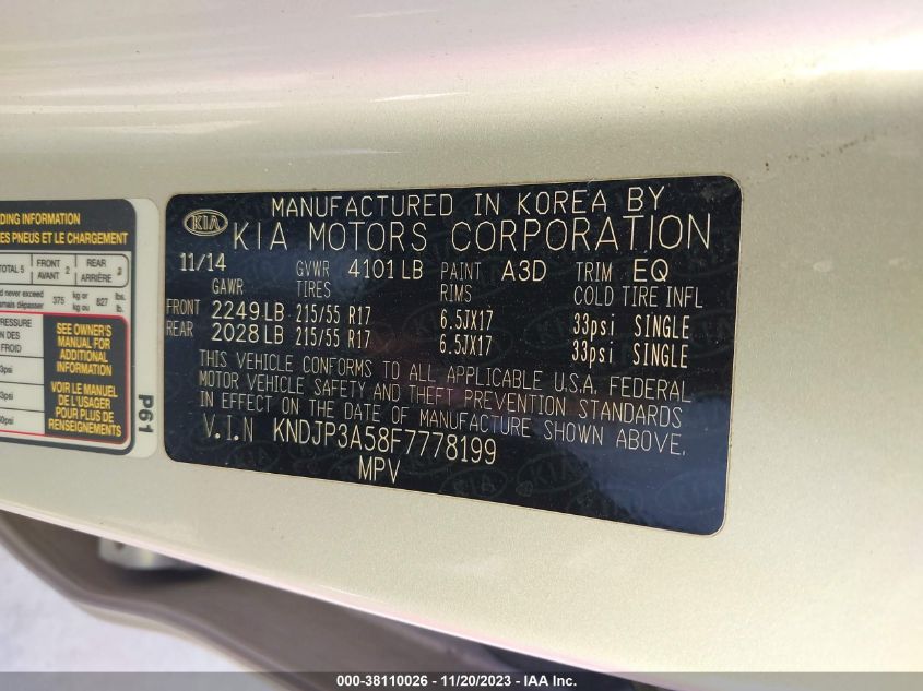 2015 KIA SOUL + - KNDJP3A58F7778199
