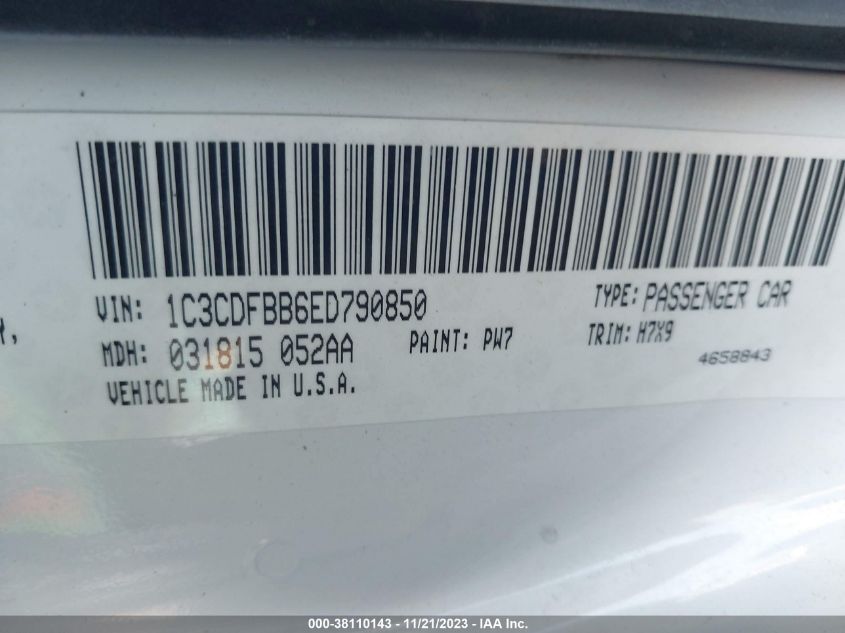 2014 DODGE DART SXT - 1C3CDFBB6ED790850