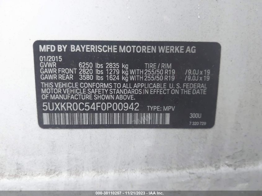 5UXKR0C54F0P00942 2015 BMW X5, photo no. 9