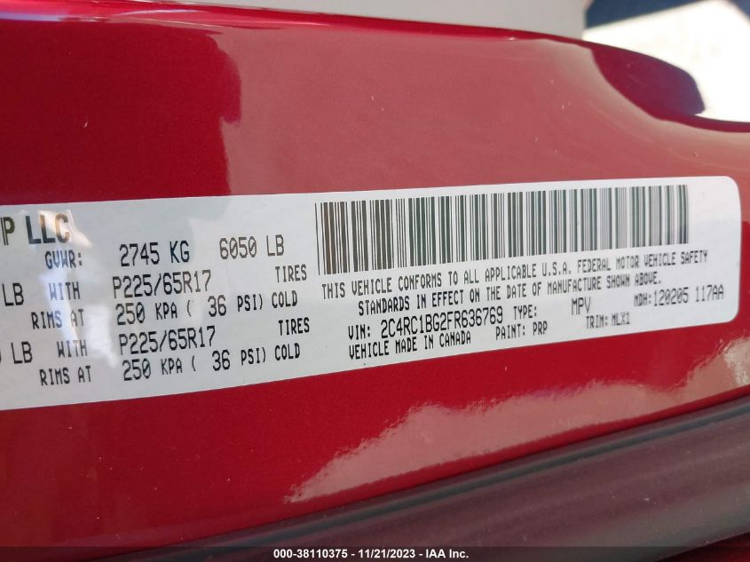 2015 CHRYSLER TOWN & COUNTRY TOURING - 2C4RC1BG2FR636769