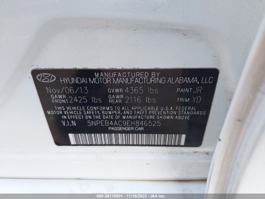 2014 HYUNDAI SONATA GLS - 5NPEB4AC9EH846525