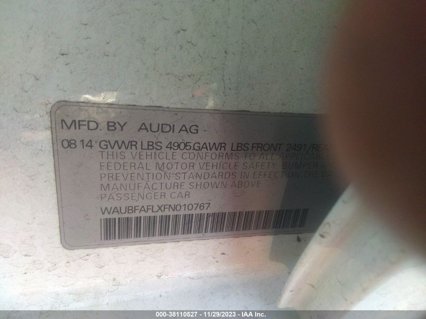2015 AUDI A4 2.0T PREMIUM - WAUBFAFLXFN010767