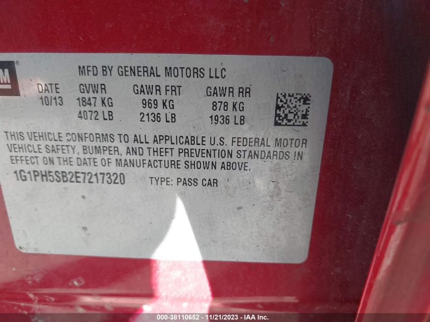 2014 CHEVROLET CRUZE ECO AUTO - 1G1PH5SB2E7217320