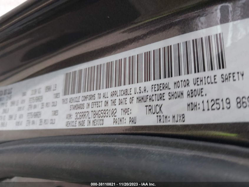 2017 RAM 1500 BIG HORN - 3C6RR7LT8HG593102