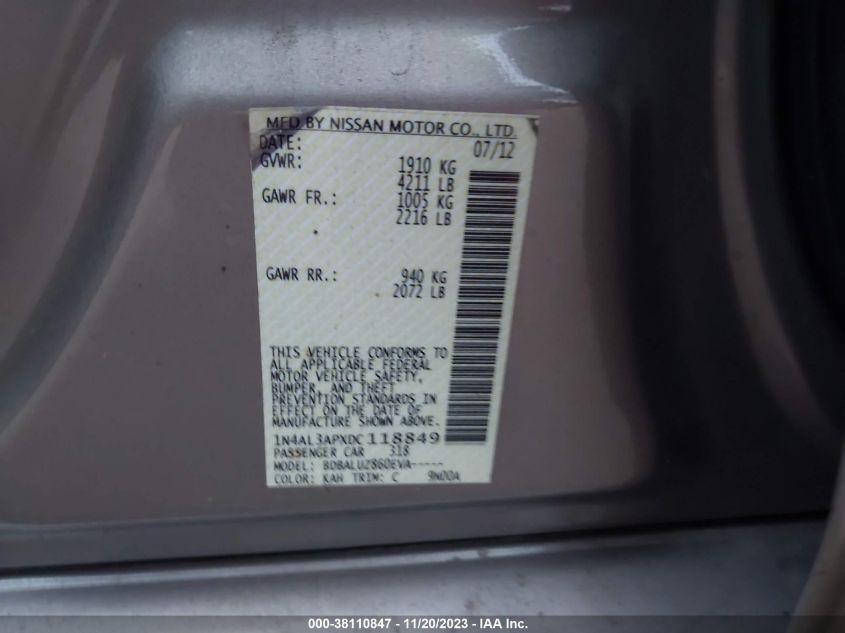 2013 NISSAN ALTIMA 2.5 SV - 1N4AL3APXDC118849