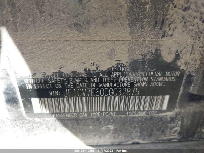2013 SUBARU IMPREZA WRX JF1GV7E60DG032875