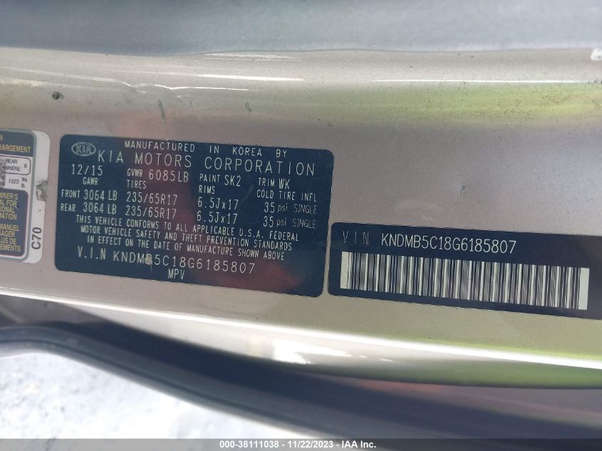 2016 KIA SEDONA LX - KNDMB5C18G6185807