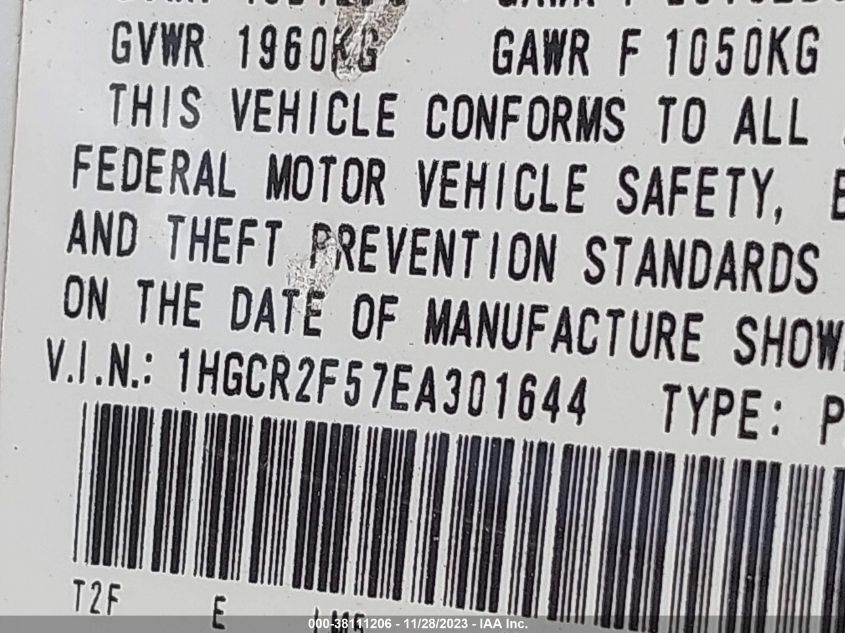 2014 HONDA ACCORD SPORT - 1HGCR2F57EA301644