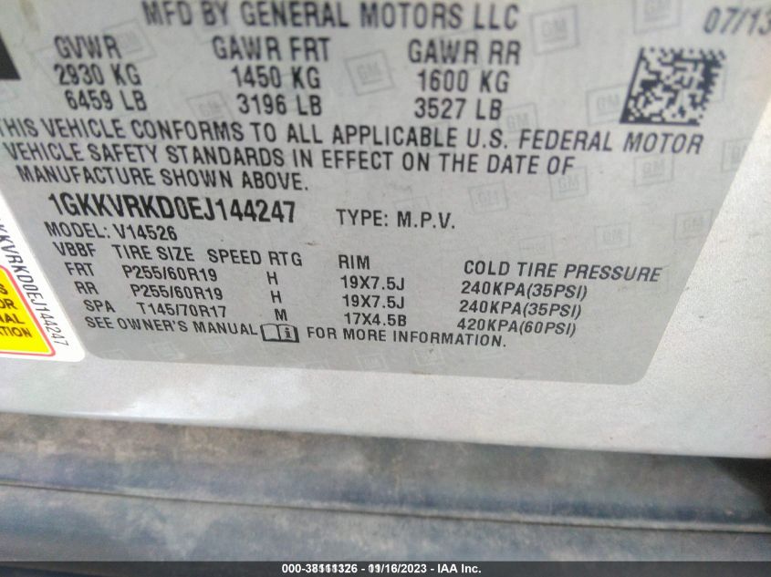 2014 GMC ACADIA SLT - 1GKKVRKD0EJ144247