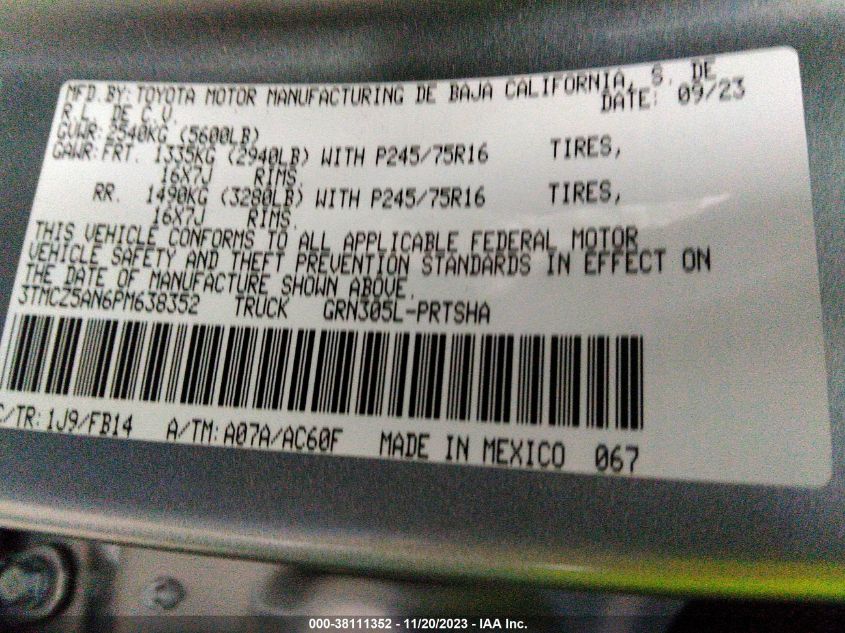 2023 TOYOTA TACOMA SR V6 - 3TMCZ5AN6PM638352
