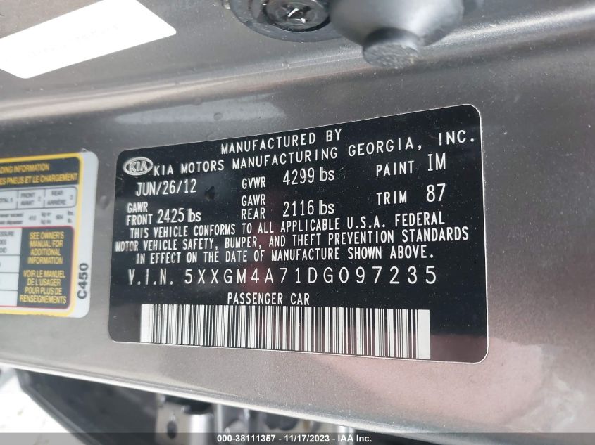 2013 KIA OPTIMA LX - 5XXGM4A71DG097235