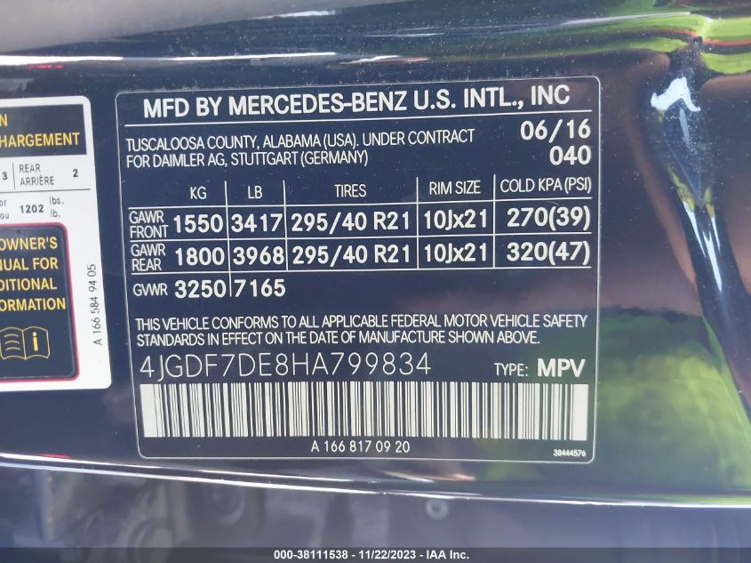 2017 MERCEDES-BENZ GLS 550 - 4JGDF7DE8HA799834