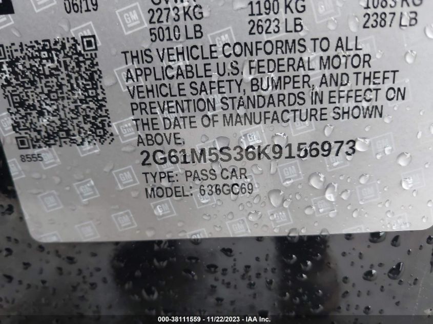 2019 CADILLAC XTS LUXURY - 2G61M5S36K9156973