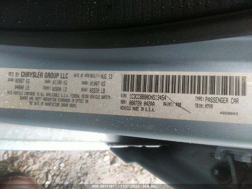 2013 CHRYSLER 200 TOURING - 1C3CCBBB0DN513454
