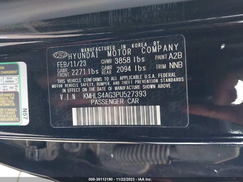 2023 HYUNDAI ELANTRA SEL - KMHLS4AG3PU527393