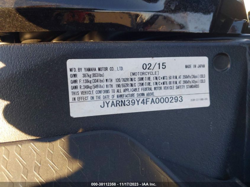 2014 YAMAHA YZFR1 C JYARN23YXEA004009