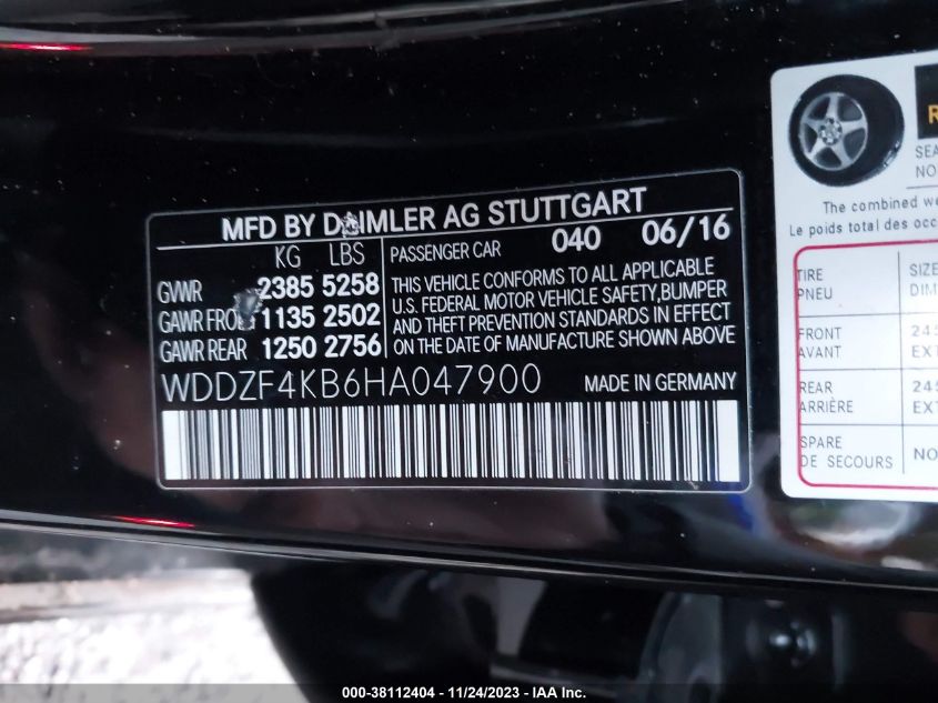 2017 MERCEDES-BENZ E 300 4MATIC WDDZF4KB6HA047900