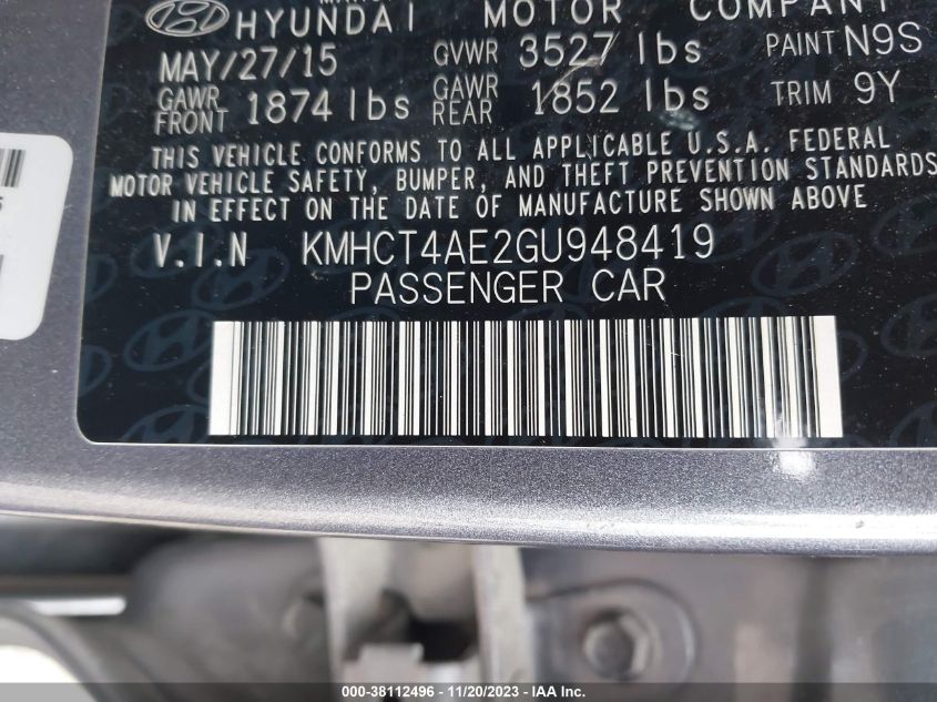 2016 HYUNDAI ACCENT SE - KMHCT4AE2GU948419