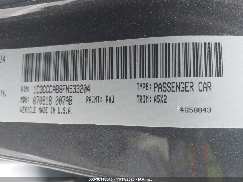 2015 CHRYSLER 200 LIMITED - 1C3CCCAB8FN533204
