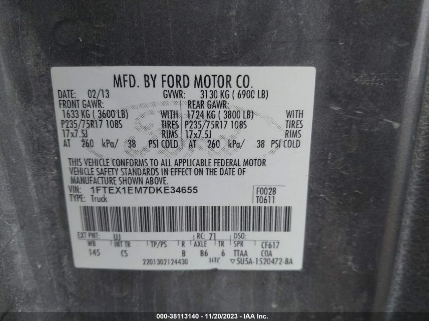 2013 FORD F-150 STX - 1FTEX1EM7DKE34655