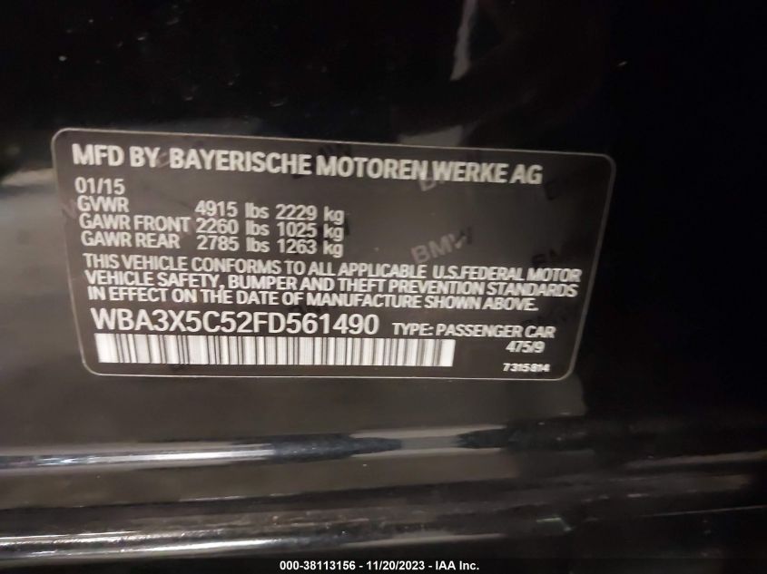 2015 BMW 328I GRAN TURISMO XDRIVE WBA3X5C52FD561490