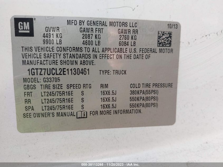 2014 GMC SAVANA 3500 DIESEL 1GTZ7UCL2E1130461