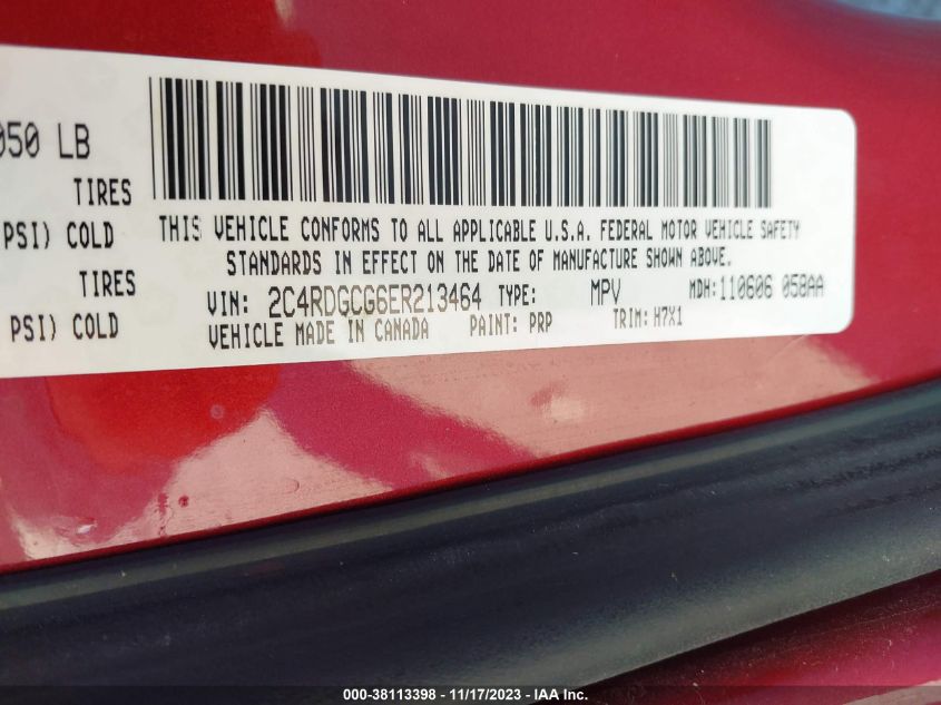 2014 DODGE GRAND CARAVAN SXT - 2C4RDGCG6ER213464