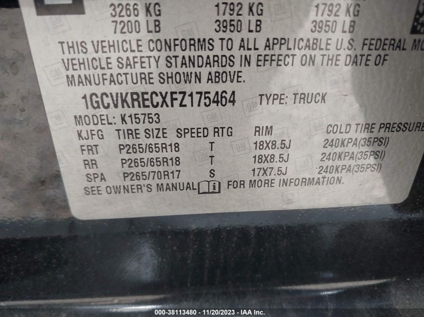 2015 CHEVROLET SILVERADO 1500 1LT - 1GCVKRECXFZ175464