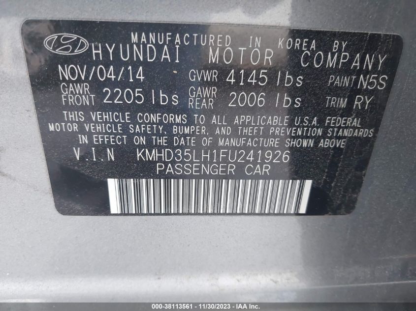 2015 HYUNDAI ELANTRA GT - KMHD35LH1FU241926