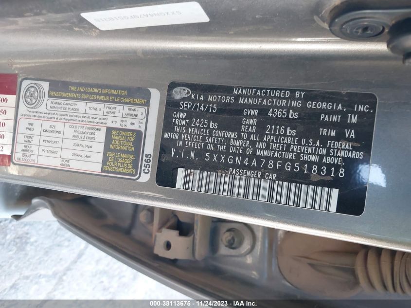 2015 KIA OPTIMA EX - 5XXGN4A78FG518318