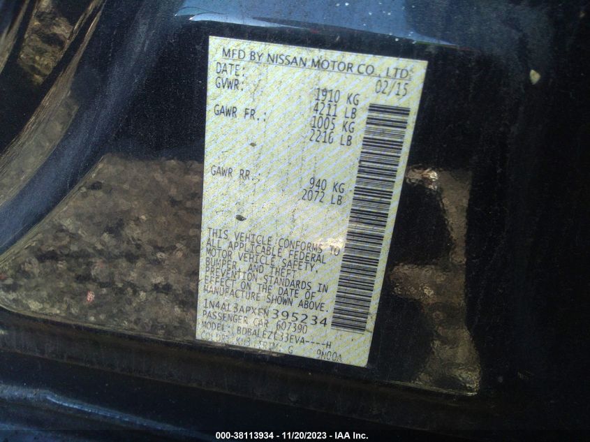 2015 NISSAN ALTIMA 2.5 S - 1N4AL3APXFN395234