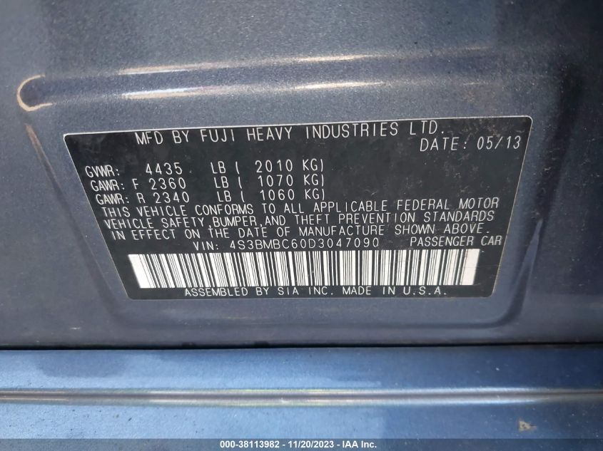 2013 SUBARU LEGACY 2.5I PREMIUM - 4S3BMBC60D3047090