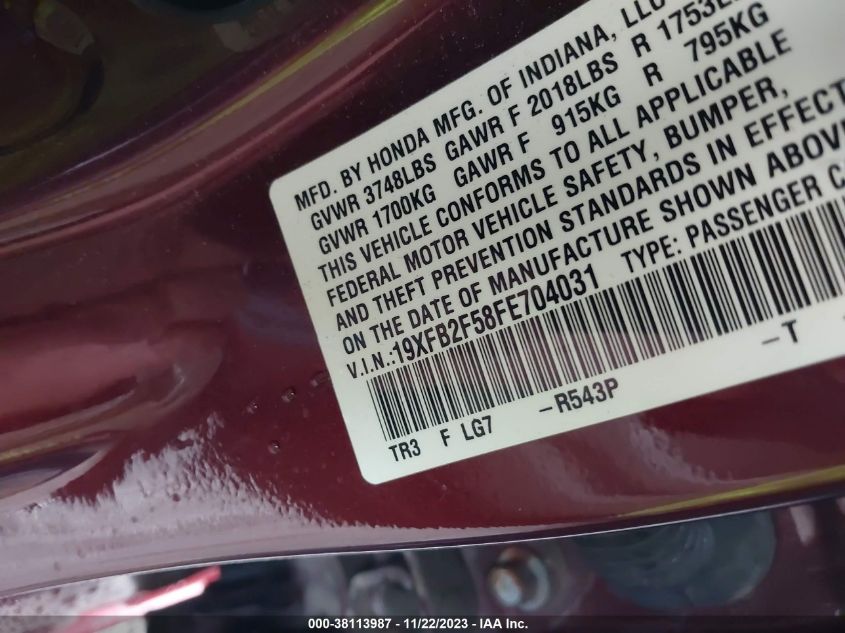 2015 HONDA CIVIC LX - 19XFB2F58FE704031