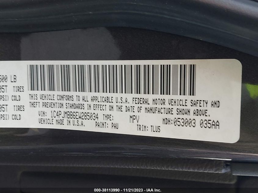 2014 JEEP CHEROKEE TRAILHAWK - 1C4PJMBB6EW285034