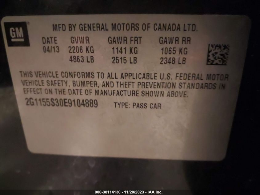 2014 CHEVROLET IMPALA 2LZ - 2G1155S30E9104889
